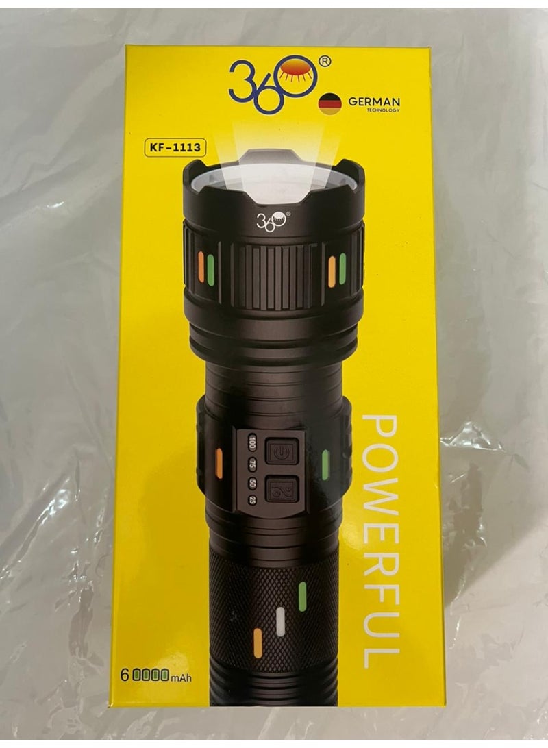 360 Professional Aluminum Alloy Type-C Rechargeable 3000m Long Range High Power Torch - Image 1